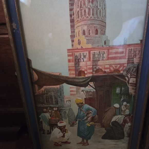 Vintage Middle Eastern Market Scene Wall Art - Picture 2 of 4